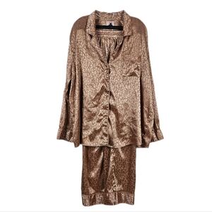 Show Me Your MUMU Classic PJ Set Cheetah Animal Print Silky Size XXL Gold